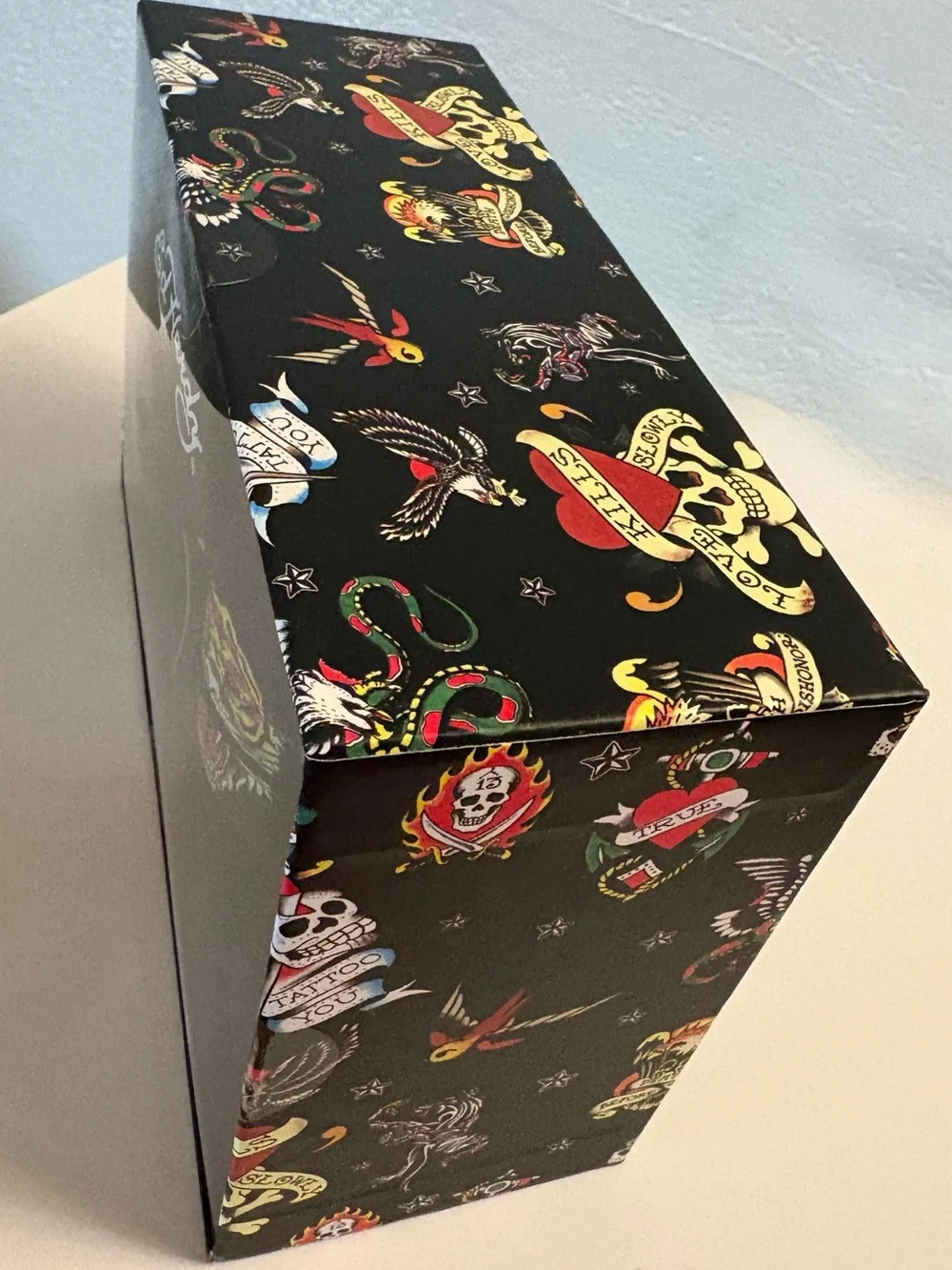 Ed Hardy Black Watch and Black Earbuds Set with Multicolor Tiger Art